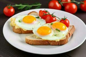 des œufs tomates petit déjeuner. produire ai photo