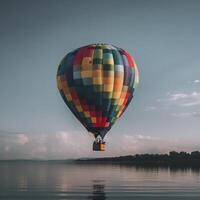 solitaire coloré chaud air ballon. ai généré. photo