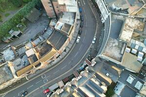 magnifique aérien métrage de Britanique touristique attraction à mer vue de bournemouth ville de Angleterre génial Bretagne Royaume-Uni. haute angle image capturé avec drone caméra sur septembre 9ème, 2023 pendant le coucher du soleil photo