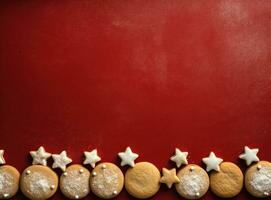 Noël biscuits sur rouge Contexte photo