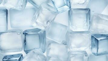 cristal clair la glace cubes comme Contexte. génératif ai photo