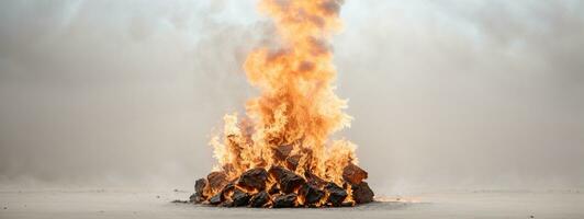 Feu flammes isolé sur blanc Contexte. ai généré photo