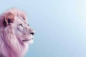 minimalisme Lion côté de face vue plus de bleu Contexte avec abstrait pente Contexte ai génératif photo