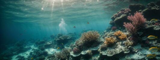 mer ou océan sous-marin Profond la nature Contexte. ai généré photo