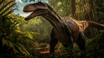 photo de spinosaurus Rex dans le jungle. génératif ai