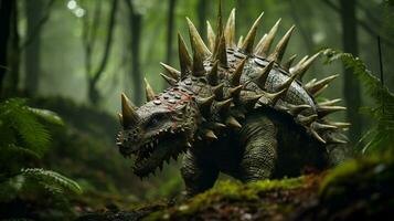 photo de stégosaure Rex dans le jungle. génératif ai