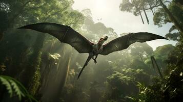 photo de ptérodactyle Rex dans le jungle. génératif ai