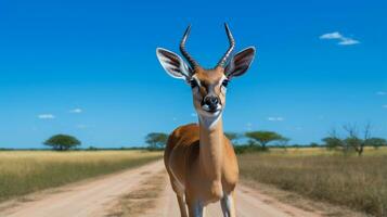 photo de une impala en dessous de bleu ciel. génératif ai