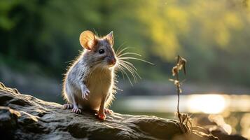 fermer photo de une épineux Souris à la recherche dans leur habitat. génératif ai