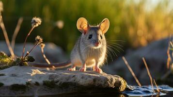 fermer photo de une épineux Souris à la recherche dans leur habitat. génératif ai