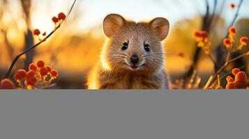 fermer photo de une quokka à la recherche tout direction. génératif ai