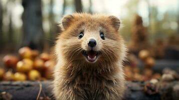 fermer photo de une quokka à la recherche tout direction. génératif ai