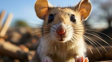 fermer photo de une désert kangourou rat à la recherche tout direction dans le désert. génératif ai