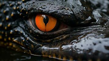 fermer photo de une alligator à la recherche dans leur habitat. génératif ai