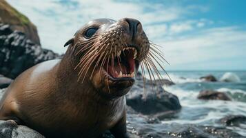 faune la photographie de photo de mer lion. génératif ai