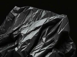 ridé Plastique emballage texture sur une noir Contexte. ai généré photo