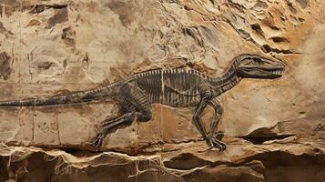 cœlophyse dinosaure fossile dans pierre. génératif ai photo