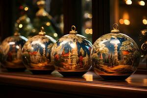 traditionnel et classique Noël ornements. génératif ai photo