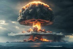 explosion nucléaire bombe dans océan. ai généré photo