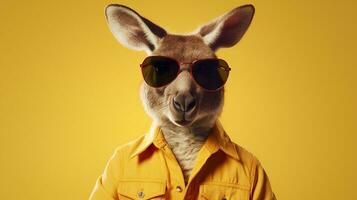 génératif ai, cool kangourou élégant nuances sur une pastel terrain de jeux photo