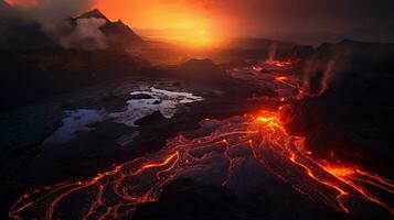 génératif ai, ardent éruptions capturer le frappant beauté de volcanique paysages photo