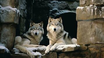 fait écho de éternité loups, gardiens de le ruines, ai génératif photo