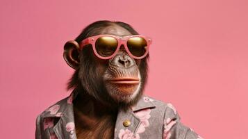 génératif ai, cool chimpanzé des lunettes de soleil style photo