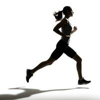 sportif femme coureur dans silhouette sur blanc Contexte photo
