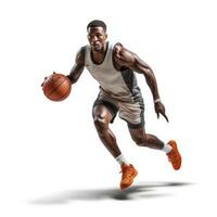 athlétique Afro-américain Masculin basketball joueur dans mouvement photo