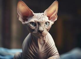 magnifique photo sphynx chat concept, contemporain Naturel et ambiance social Contexte. génératif ai