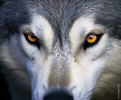 magnifique yeux de une sauvage loup. génératif ai photo