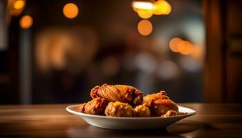 ai généré assiette de frit poulet photo