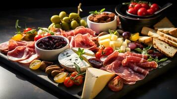 photo de antipasto plat comme une plat dans une haut de gamme restaurant. génératif ai