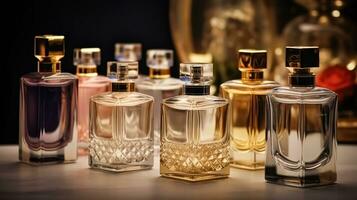 luxe fragrance bouteilles à parfum parfum à présentation événement, sur mesure parfumerie et beauté produit vente, génératif ai photo