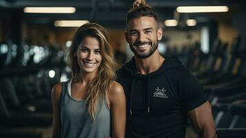 Jeune couple dans sport Gym photo