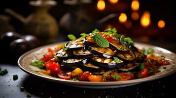 photo de Ratatouille comme une plat dans une haut de gamme restaurant. génératif ai