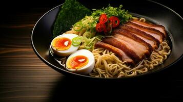 photo de ramen comme une plat dans une haut de gamme restaurant. génératif ai