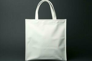 polyvalent accessoire solitaire blanc fourre-tout sac, une Vide ardoise pour diverse coiffant expressions ai généré photo