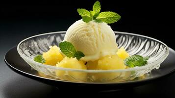 photo de limonade sorbet comme une plat dans une haut de gamme restaurant. génératif ai