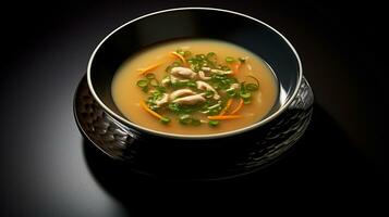 photo de miso soupe comme une plat dans une haut de gamme restaurant. génératif ai