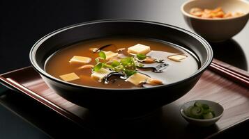 photo de miso soupe comme une plat dans une haut de gamme restaurant. génératif ai