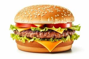 parfait Burger avec Viande isolé sur blanc arrière-plan, post-traité, génératif ai photo