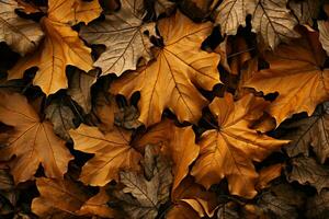 rustique marron feuilles créer une tapis dans le l'automne les bois. ai généré photo