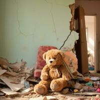 dévasté chambre, nounours ours photo