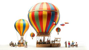 affichage une 3d miniature traditionnel chaud air ballon. génératif ai photo