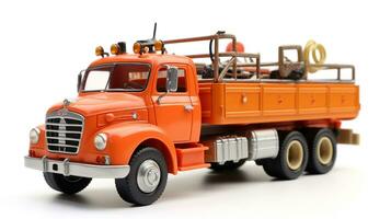 affichage une 3d miniature remorquer camion. génératif ai photo