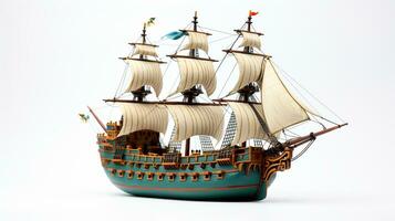 affichage une 3d miniature bateau. génératif ai photo