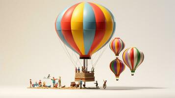 affichage une 3d miniature rozière ballon - hybride gaz et chaud air. génératif ai photo