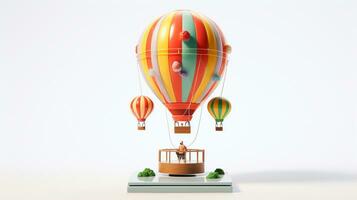 affichage une 3d miniature rozière ballon - hybride gaz et chaud air. génératif ai photo