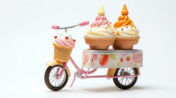 affichage une 3d miniature la glace crème vélo. génératif ai photo